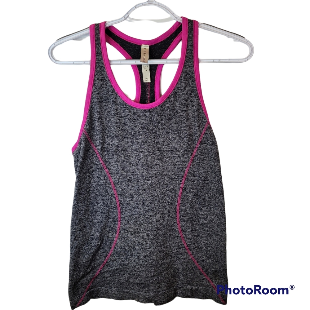 Ebb & Flow Racerback Black & Pink Workout Yoga Top Size‎ OS Small